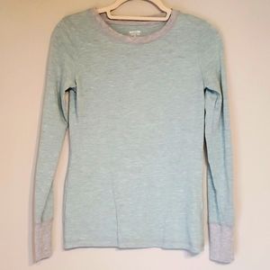Mossimo Sea Foam Green and Gray Striped Long Sleeve Shirt, Size Small